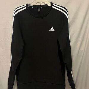 adidas Black Crewneck Sweatshirt with White Shoulder Stripes